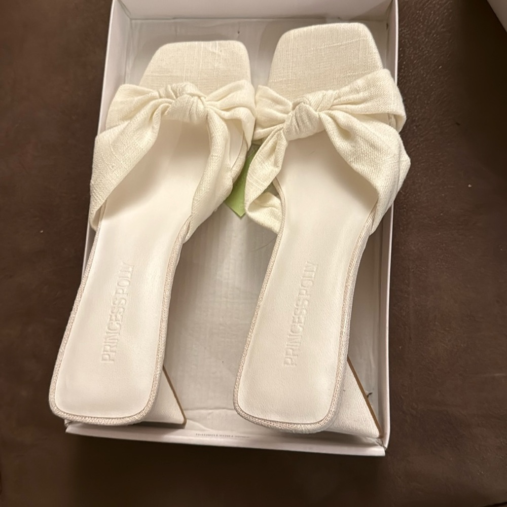 White princess Polly heels